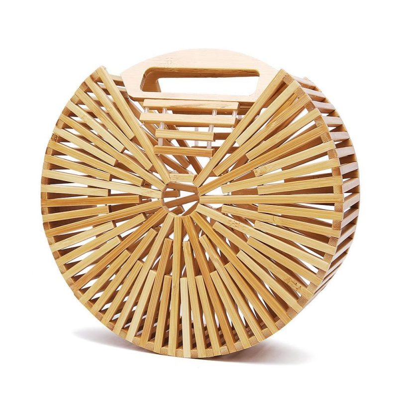 Circular Bamboo Bag - Fashion Designer Bamboo Handbag - Small Bamboo Bag