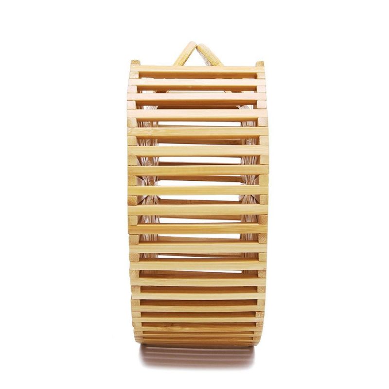 Circular Bamboo Bag - Fashion Designer Bamboo Handbag - Small Bamboo Bag