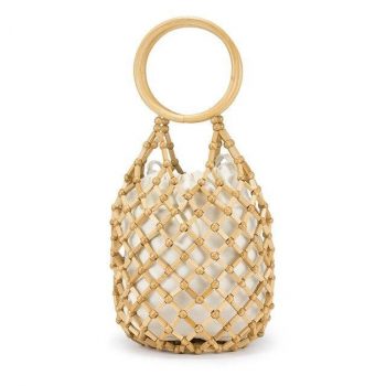 Round Bamboo Bag - Luxury Design Bamboo Handbag - Bohemian Style Bag