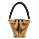 Bamboo Bucket Bag - Circular Bamboo Handbag- Bamboo Beach Bag