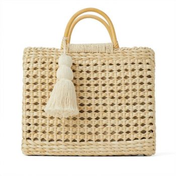 Fashion Rattan Hollow Wooden Handbags Natural Colors Straw Bags